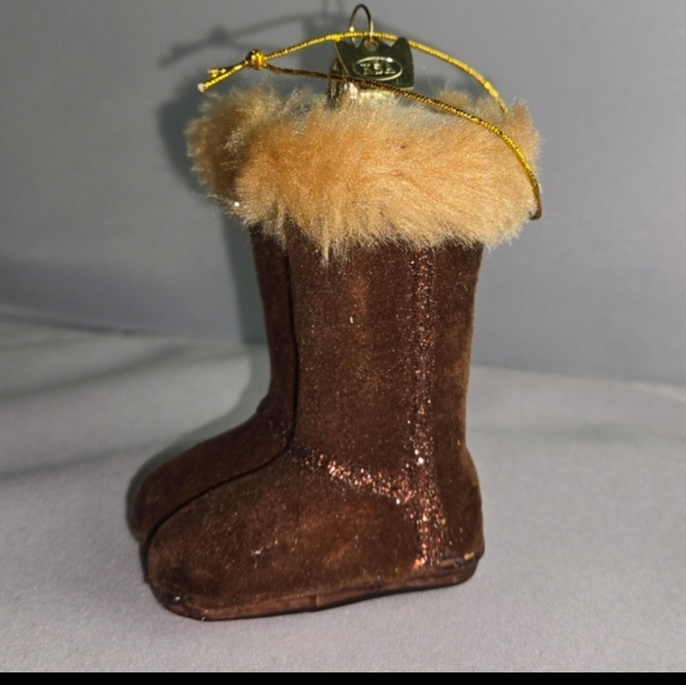 Kurt Adler Christmas Tree glass ornaments set of 3 Boots With The Fur